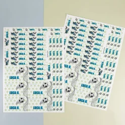 Schulaufkleber mit Fußball-Motiv und Name (100 Stück)