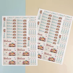 100 Schulaufkleber mit Schmetterlingsbuch-Motiv und Namensaufdruck