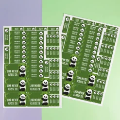 Schulaufkleber - Set mit Panda, in 3 Größen