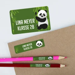 Schulaufkleber - Set mit Panda, in 3 Größen