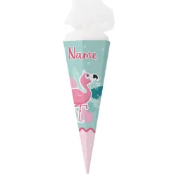 Schultüte für Mädchen mit Flamingo und Name