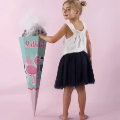 Schultüte für Mädchen mit Flamingo und Name
