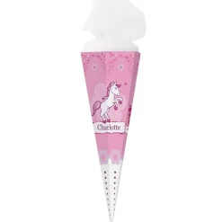 Schultüte für Mädchen mit Pink Pony und Name
