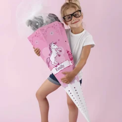 Schultüte für Mädchen mit Pink Pony und Name