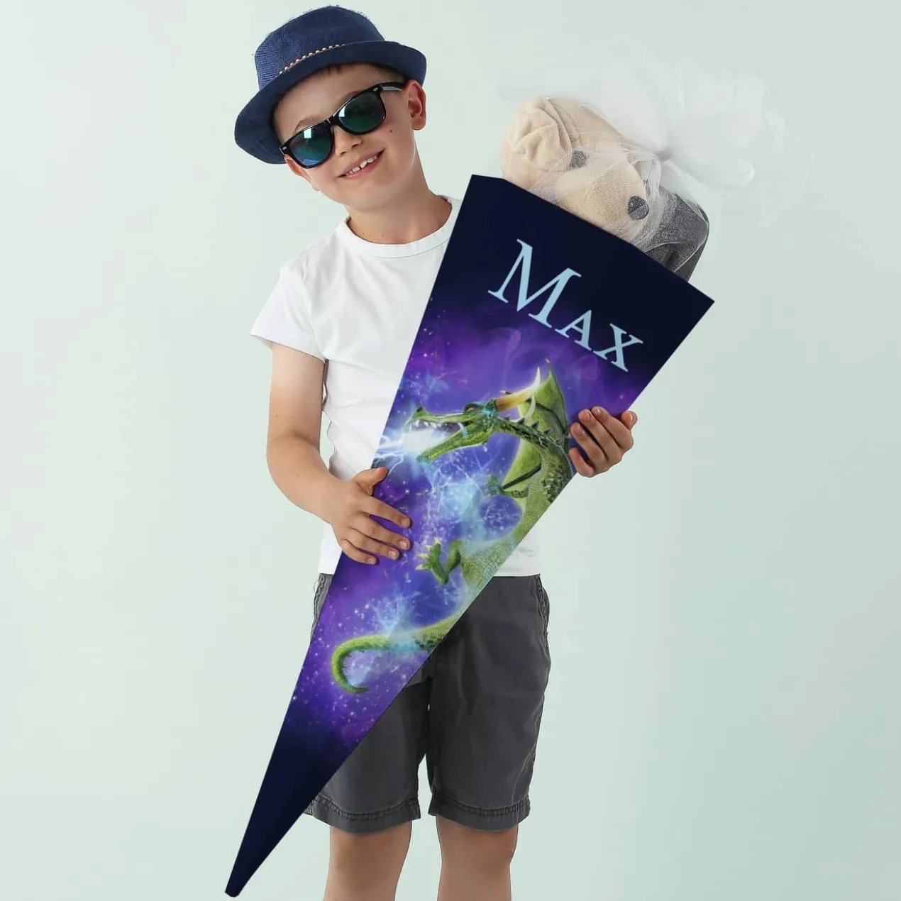 Schultüte mit Drachenmotiv und Ihrem Wunschnamen