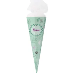 Schultüte mit floralem Muster, Libelle und Name