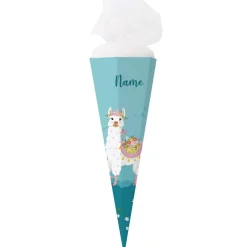 Schultüte mit Lama, Blumen und Name