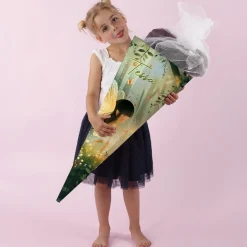 Schultüte mit magischem Feenmotiv und Wunschname bedruckt