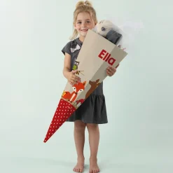 Schultüte mit Tieren des Waldes und Wunschname
