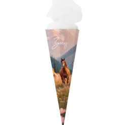 Schultüte mit Wildpferden und Name personalisiert | Zuckertüte für Mädchen zur Einschulung