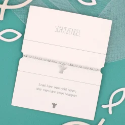 Schutzengel Armband zur Konfirmation in personalisierter Verpackung | Lila oder Türkis