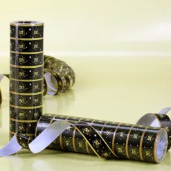 Schwarze Luftschlangen mit Sternen zum 50. Geburtstag