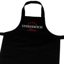Schwarze Schürze mit Namensaufdruck - Sternekoch
