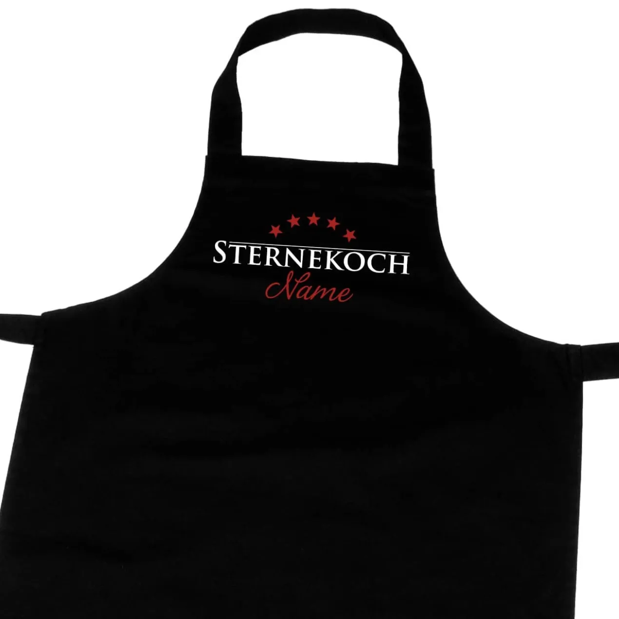 Schwarze Schürze mit Namensaufdruck - Sternekoch