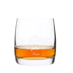 Schwarz oder Weiß bedrucktes Gentleman Whiskey Glas mit Name und Jahr