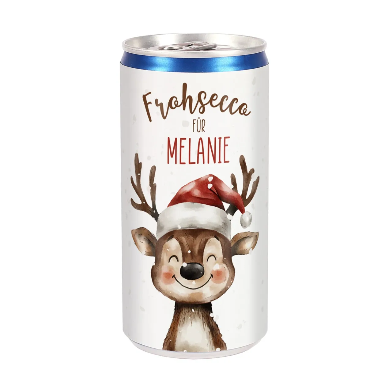 Secco Dose zu Weihnachten personalisiert mit Name | Rentier Frohsecco | 200 ml