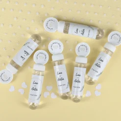 Seifenblasen 6er Set als Gastgeschenk zur Hochzeit personalisiert mit Namen & Datum | Eukalyptus