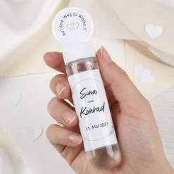 Seifenblasen 6er Set als Gastgeschenk zur Hochzeit personalisiert mit Namen & Datum | Eukalyptus