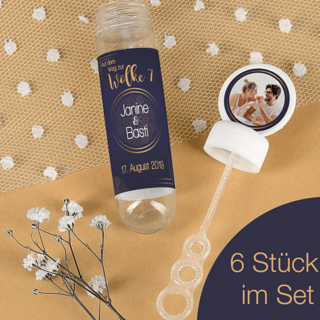 Seifenblasen 6er Set zur Hochzeit - Wolke 7
