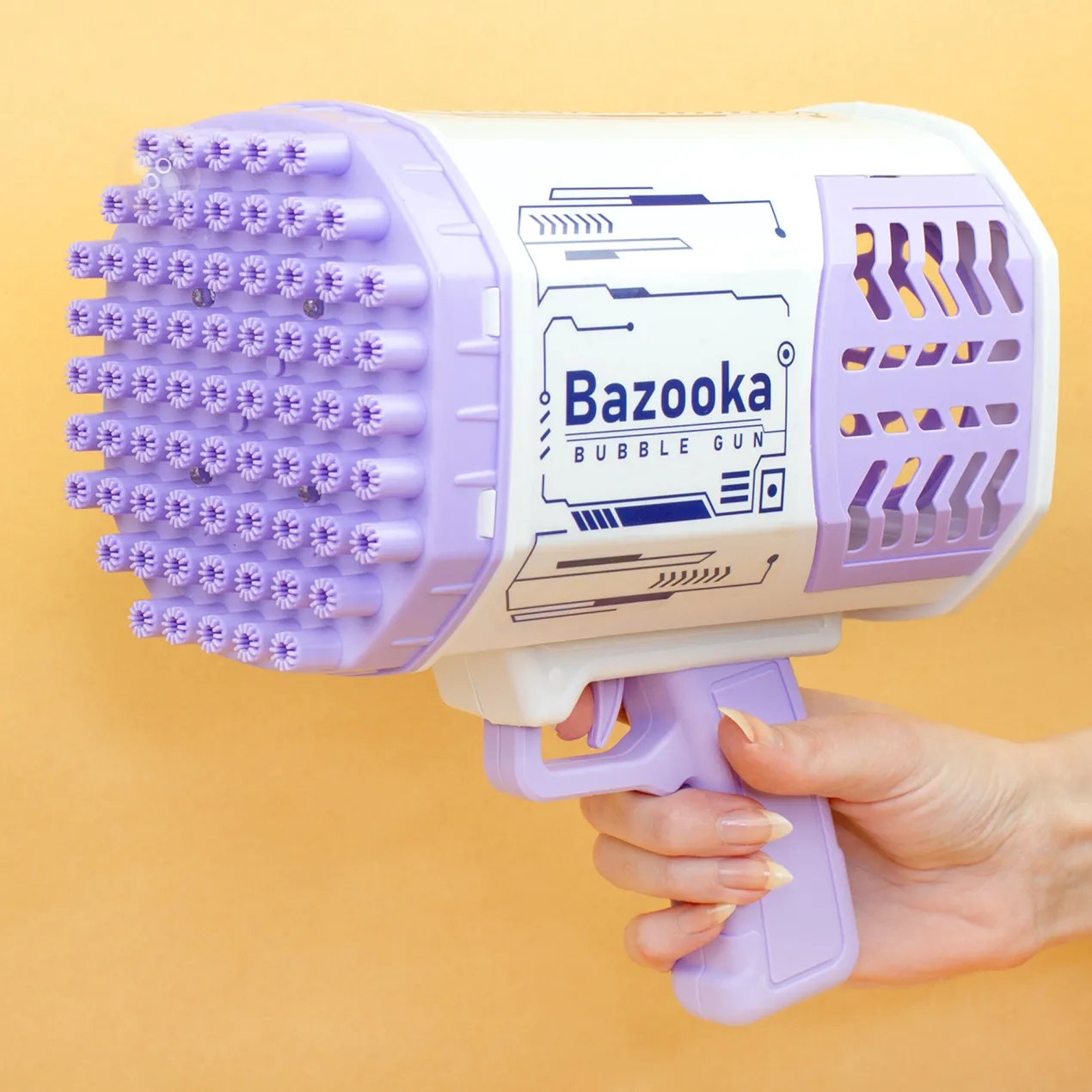 Seifenblasenpistole mit LED Licht | Party Bazooka mit Akku