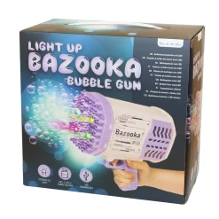 Seifenblasenpistole mit LED Licht | Party Bazooka mit Akku