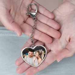 2-seitiger Schlüsselanhänger zur Hochzeit mit Foto, Namen und Datum