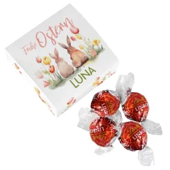Süße Kleinigkeit zu Ostern - Faltschachtel mit 4 Lindorkugeln