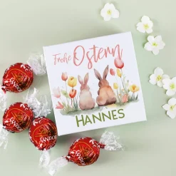 Süße Kleinigkeit zu Ostern - Faltschachtel mit 4 Lindorkugeln