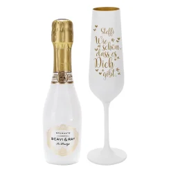 Sekt Geschenkset - graviertes Glas mit Scavi & Ray Piccolo