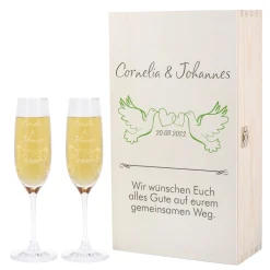 Sektgläser mit Gravur im Set mit exklusiver Holzverpackung