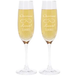 2 Sektgläser zur Hochzeit mit Gravur unendliche Liebe