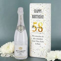 Sekt zum Geburtstag in Gold mit passender persönlicher Verpackung
