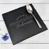 Servierplatte aus Schiefer personalisiert mit Name | Sterneküche | 20x20 cm