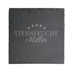 Servierplatte aus Schiefer personalisiert mit Name | Sterneküche | 20x20 cm