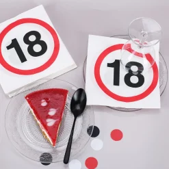Servietten mit Verkehrszeichen zum 18. Geburtstag