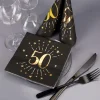 Servietten zum 50. Geburtstag - schwarz/gold-metallic