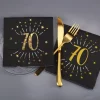 Servietten zum 70. Geburtstag - schwarz/gold-metallic