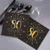 Servietten zum 80. Geburtstag - schwarz/gold-metallic