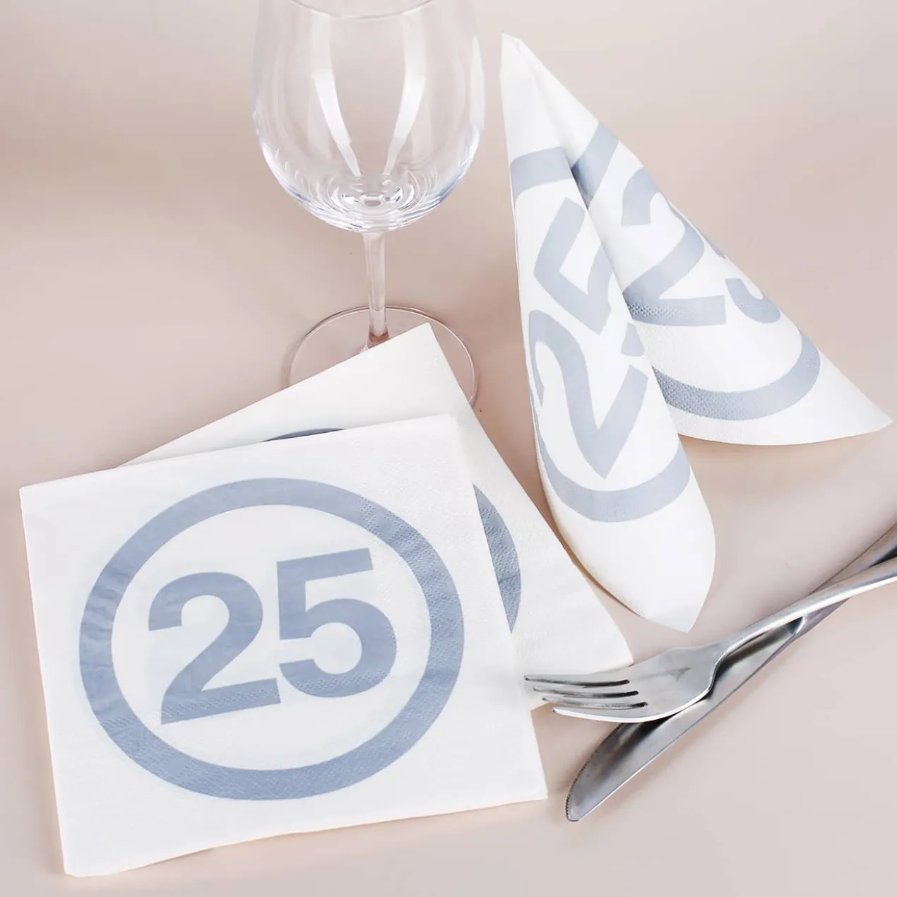 Servietten zur Silbernen Hochzeit