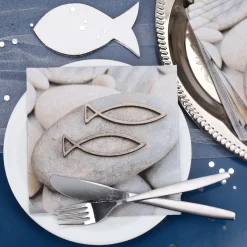 Servietten zur Taufe, Kommunion oder Konfirmation - Fisch & Stein
