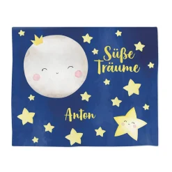 Süße Träume - Kuscheldecke mit Sternchen und Mond