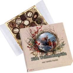Süße Weihnachtengrüße - Lindt Pralinés mit Ihrem Foto und Text