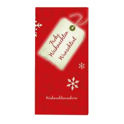 Süße Weihnachtsgrüße gedruckt auf einer Tafel Schokolade