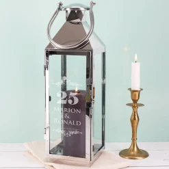Silberhochzeitsgeschenk - Laterne mit Gravur