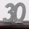 Silberne Dekozahl 30 zum Geburtstag für Tischdekoration