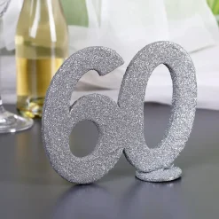 Silberne Dekozahl 60 zum Geburtstag für Tischdekoration