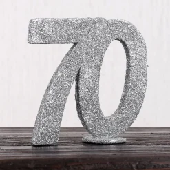 Silberne Dekozahl 70 zum Geburtstag für Tischdekoration