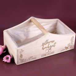 Silberne Hochzeit - Pflanzkorb mit Ihren Wunschnamen