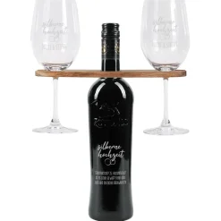 Silberne Hochzeit - Wein-Geschenkset mit Wunschtext und Namen graviert