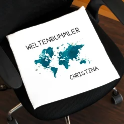 Sitzkissen für Weltenbummler mit Wunschnamen